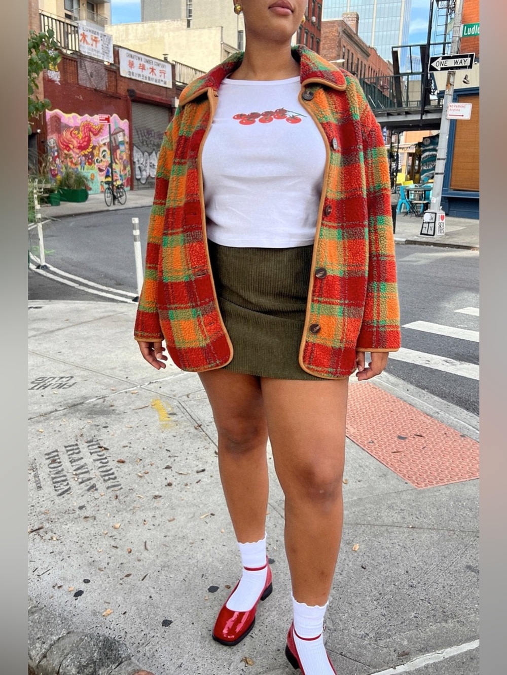 LISA SAYS GAH Jesse Sherpa Jacket in Orange Plaid Size XS/S - Picture 7 of 16